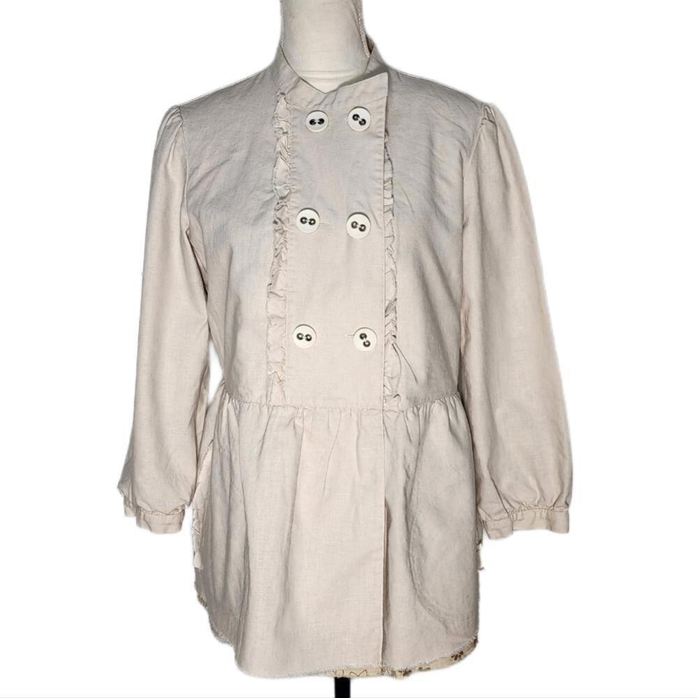 Paper Denim & Cloth. Y2k, 3/4 length sleeve, Linen Blend Pea Coat. Size 4